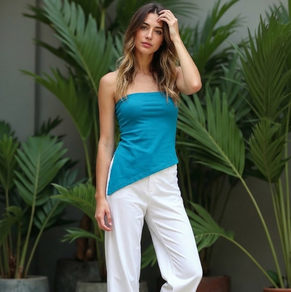 Victoria's Secret Teal Strapless Asymmetrical Tube Top